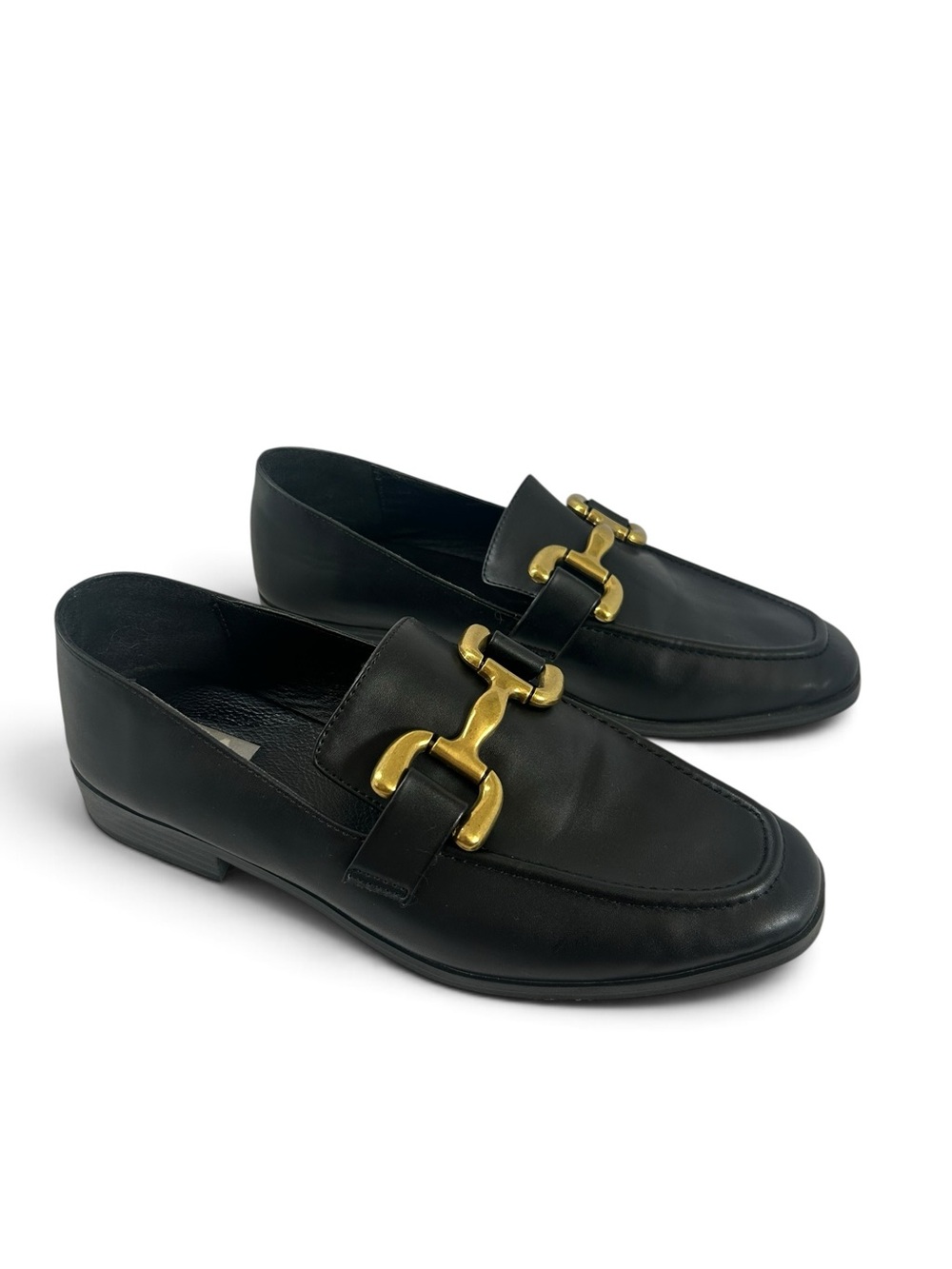 Mia Drena Gold Horse Bit Preppy Classic Black Loafers Women Size 9.5